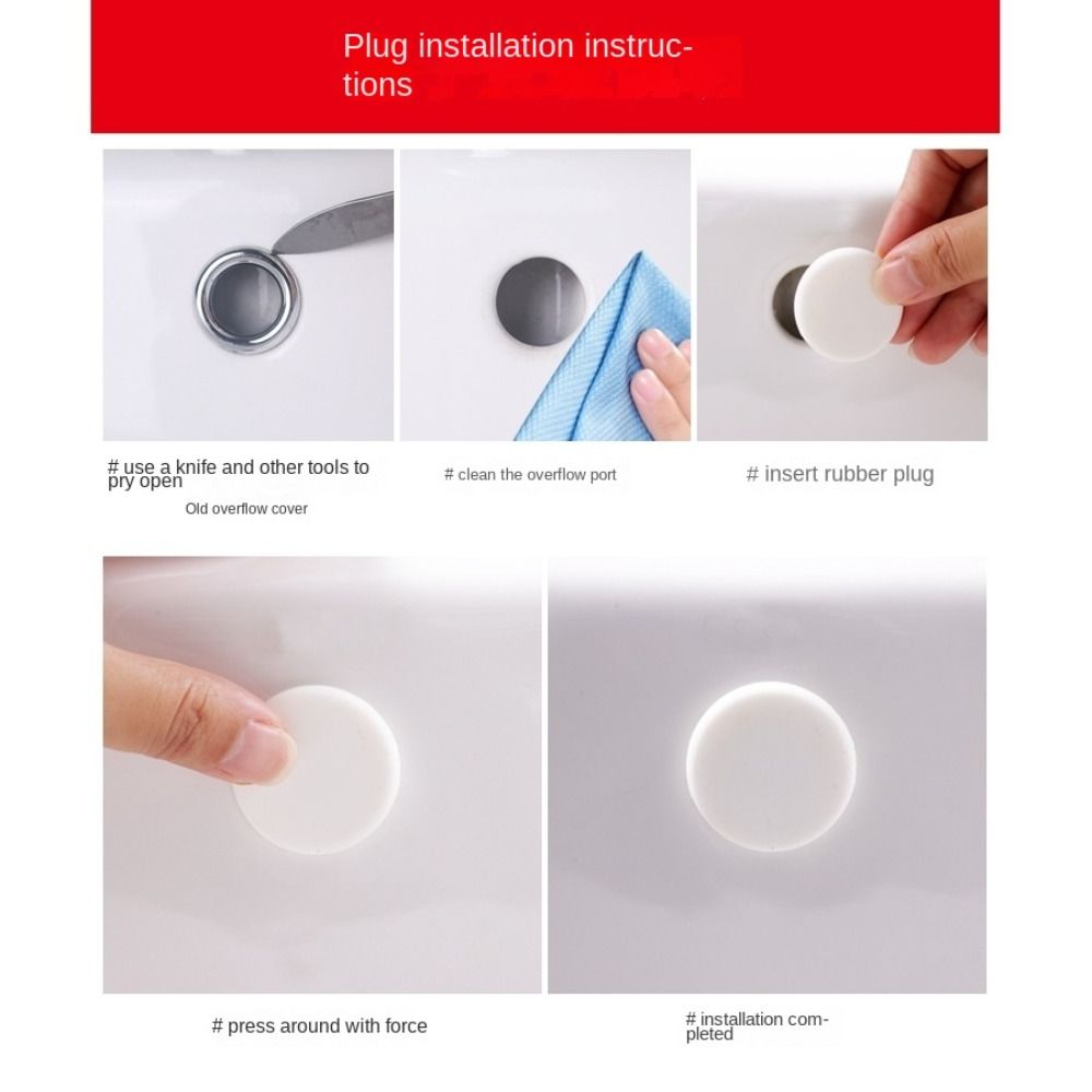 5ks pryžové vložky umyvadla Náhradní víčko vložka Kryt otvoru umyvadla Příslušenství do koupelny