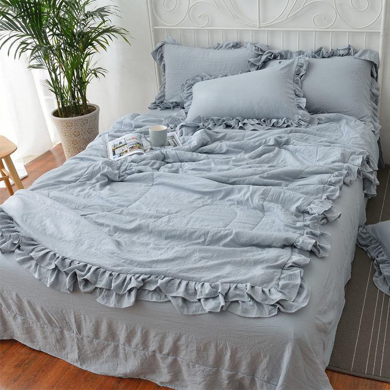 

Летнее моющееся хлопковое лоскутное одеяло в стиле принцессы с оборками, летнее прохладное тонкое одеяло с кондиционером 150x200cm