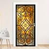 1Pcs Floral Design Wallpaper Self Adhesive Door Mural Removable Vinyl Home Decor Art Decal Wooden Scenery Wall Poster Stickers Porte deursticker