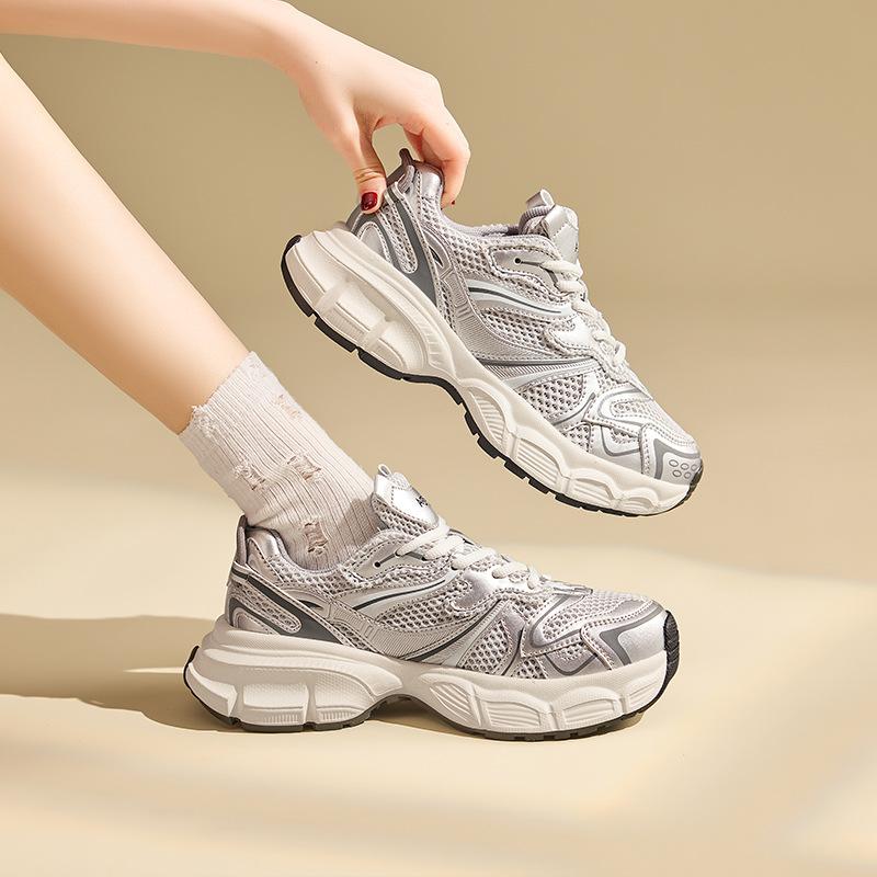 Augustine silver dad shoes women's 2025 new summer thick-soled small casual mountaineering sneakers ins