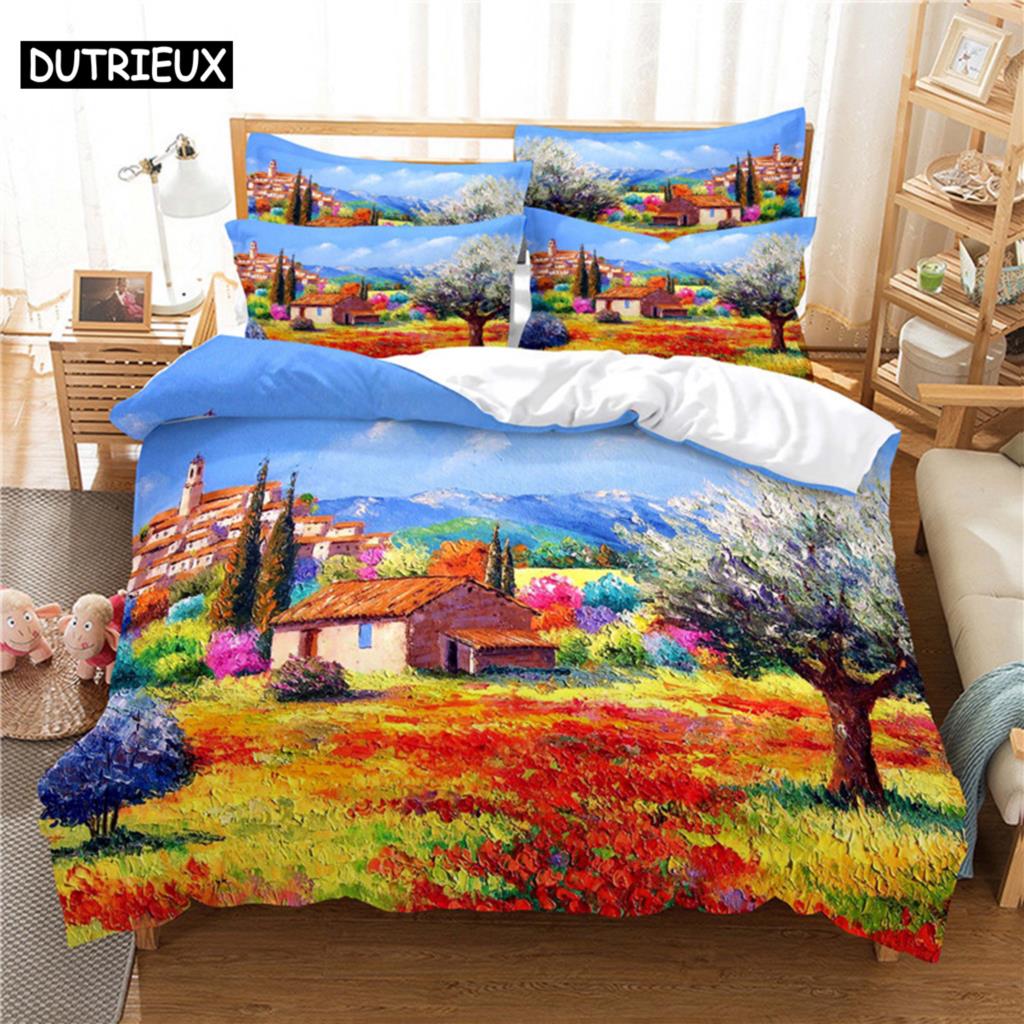 

Comforter 3D Digital Printing Fashion Design Landscape Painting Bedding Set Queen Size Comforter (quilt)-EU Single(135*200cm)3pcs