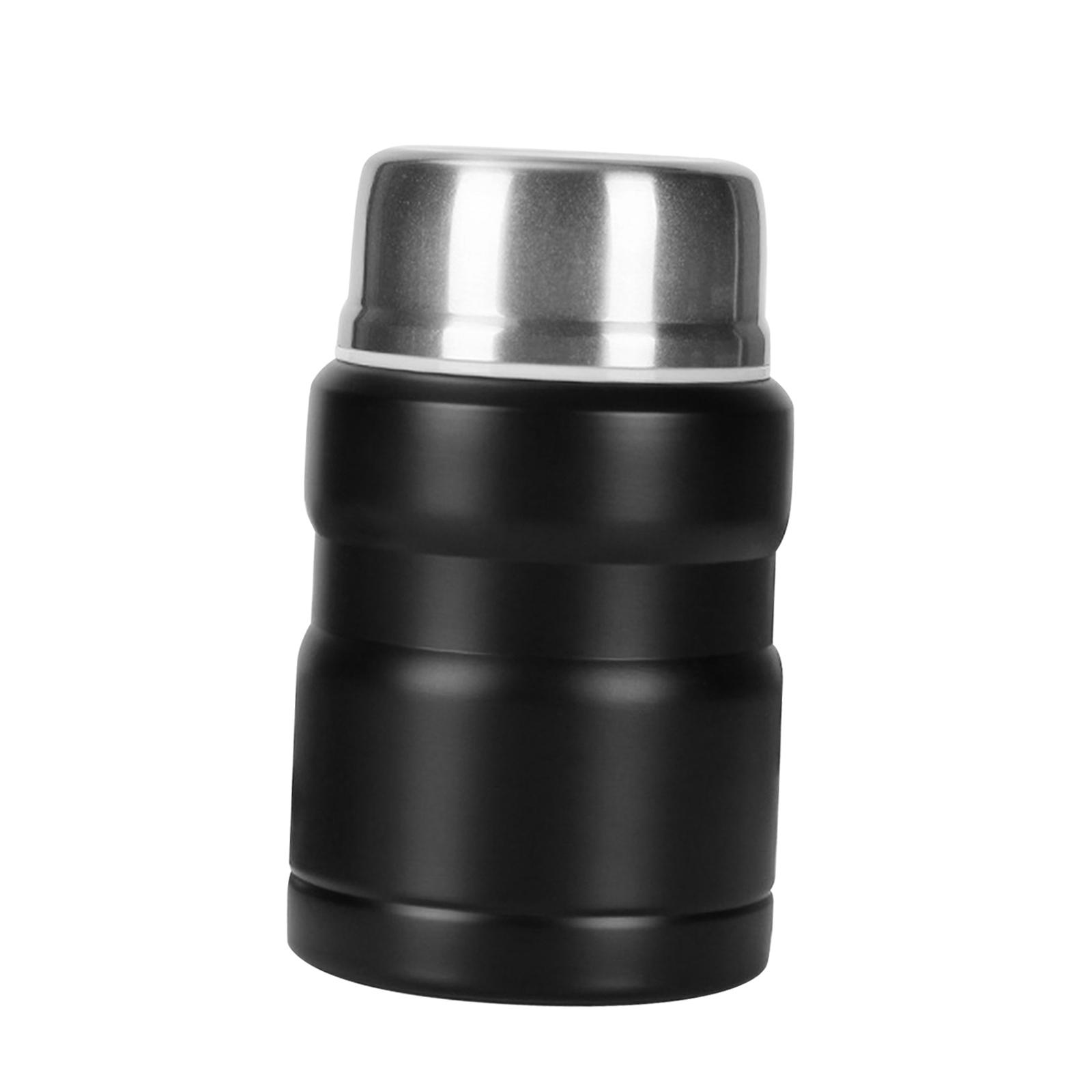 

Flask for Hot Cold Food Portable 500ml with Folding Spoon Soup Flask Food Jar for BBQ Camping Cold Drink Ice Cream Lunch чёрный