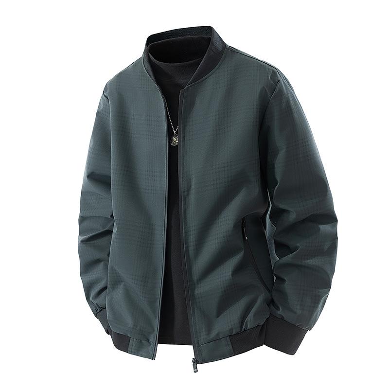 

Plaid Printed Jacket Middle-aged Men s Spring and Autumn Baseball Collar Loose Large Size Middle-aged and Young Casual Jacket Jacket M