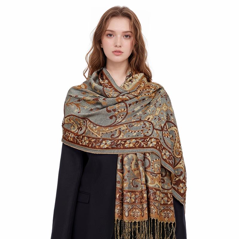 

Роскошный бренд Осенняя кашемировая шаль Женский платок Теплый зимний шарф Дизайнерский принт Женский жаккардовый шарф 70*190