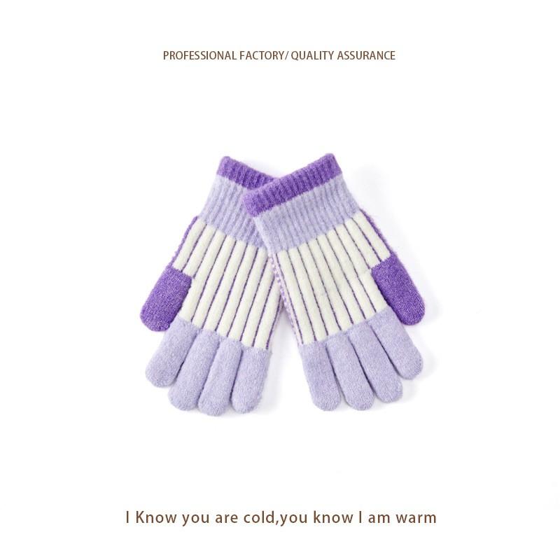 Winter Warm Full Finger Knit Gloves Women Men Students Outdoor Cycling Touchscreen Compatible