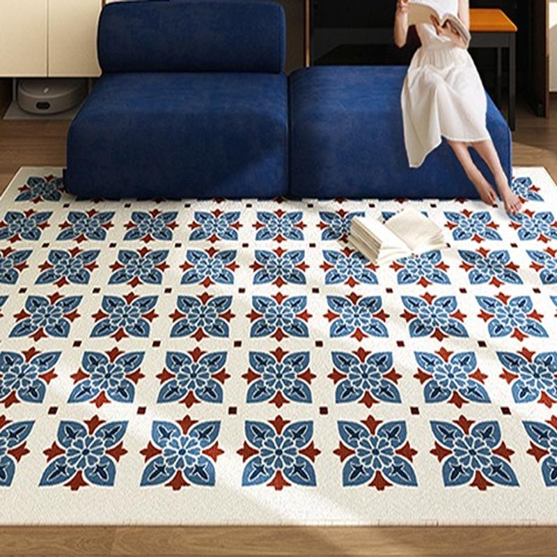 Living Room Carpet Bedroom American Retro Style Rug Loop Pile Waterproof Wipeable Carpets Large Area Home Decoration Floor Mat