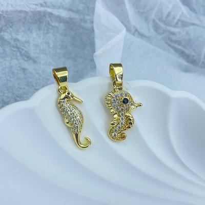 Stylish 18K Gold-Plated Seahorse Diamond Pendant Necklace for Women