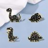 4 Styles Cartoon Space Star Pattern Dinosaur Design Enamel Brooches Girls Cute T-Rex Brontosaurus Stegosaur Shaped Golden Pins