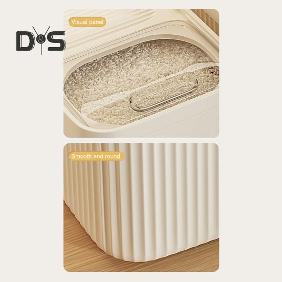 15kg Rice Bucket with Measuring Cup Transparent Cover Food Grade Plastic Sealed Pet Food Storage Container