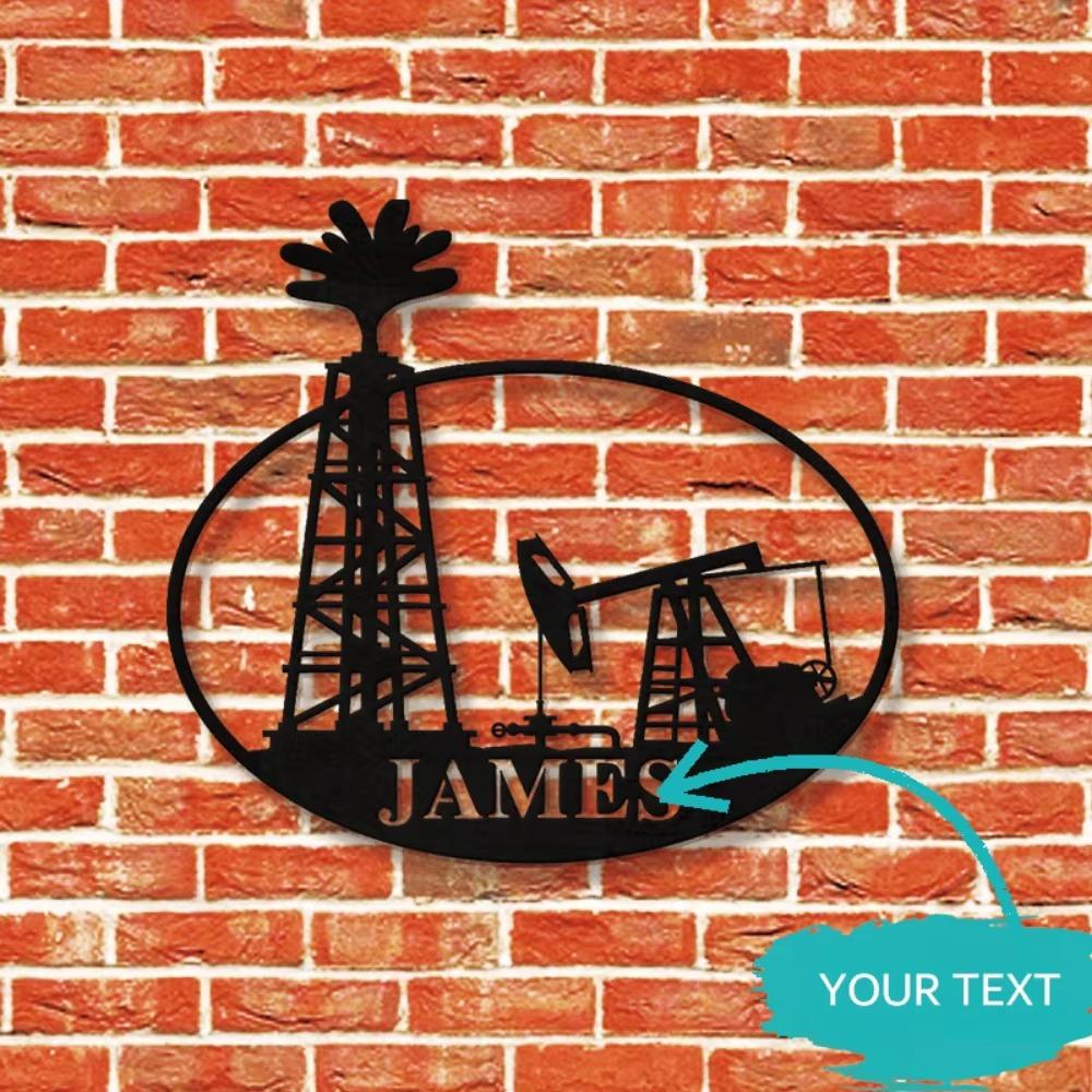 Custom Metal Sign Oil Rig Theme Personalized Outdoor Decor Gift