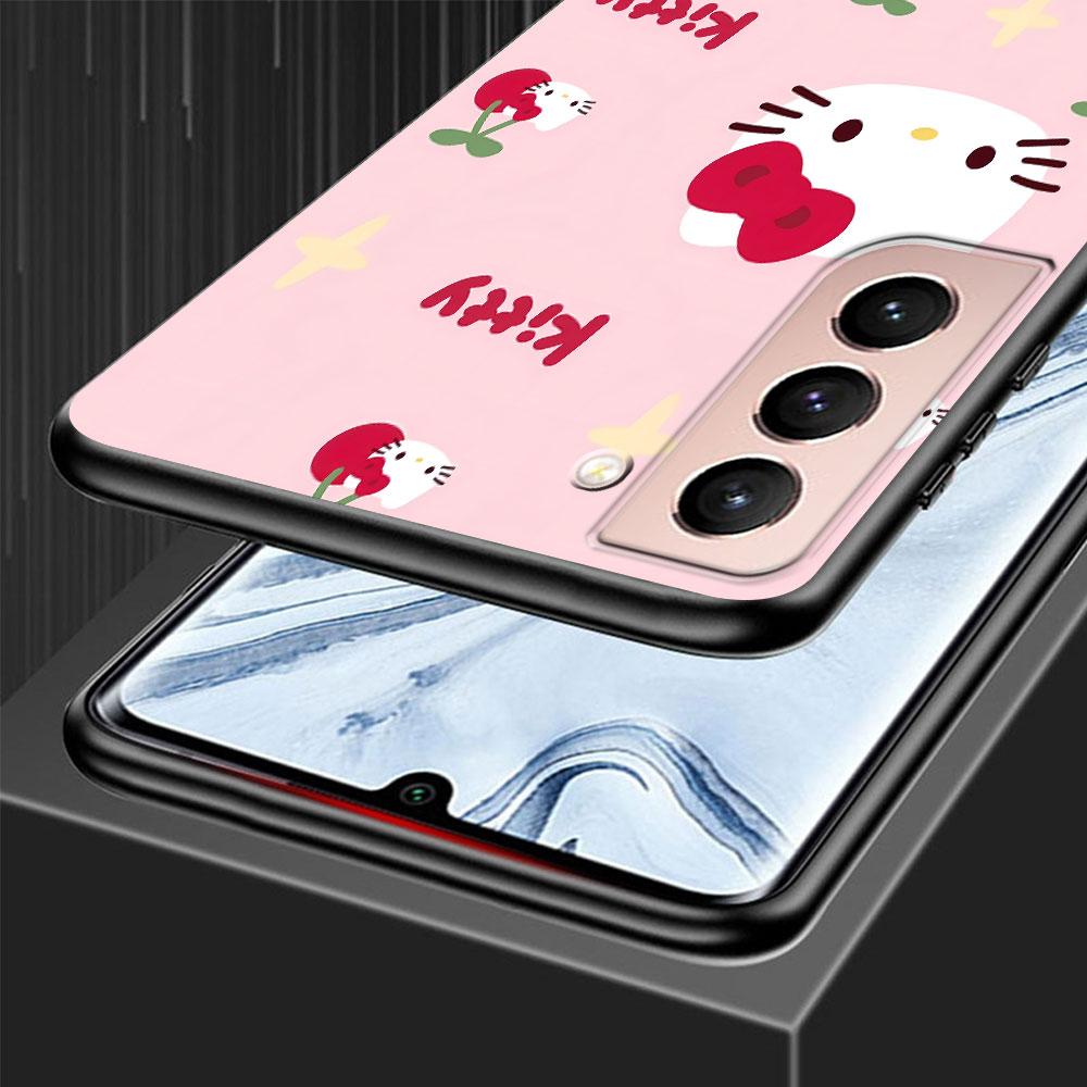 Hello Kitty Kawaii KT Cat Case for Samsung Galaxy S23 S10e S10 S21 FE S22 S9 S24 Ultra S20 Plus Soft Black TPU Phone Cover