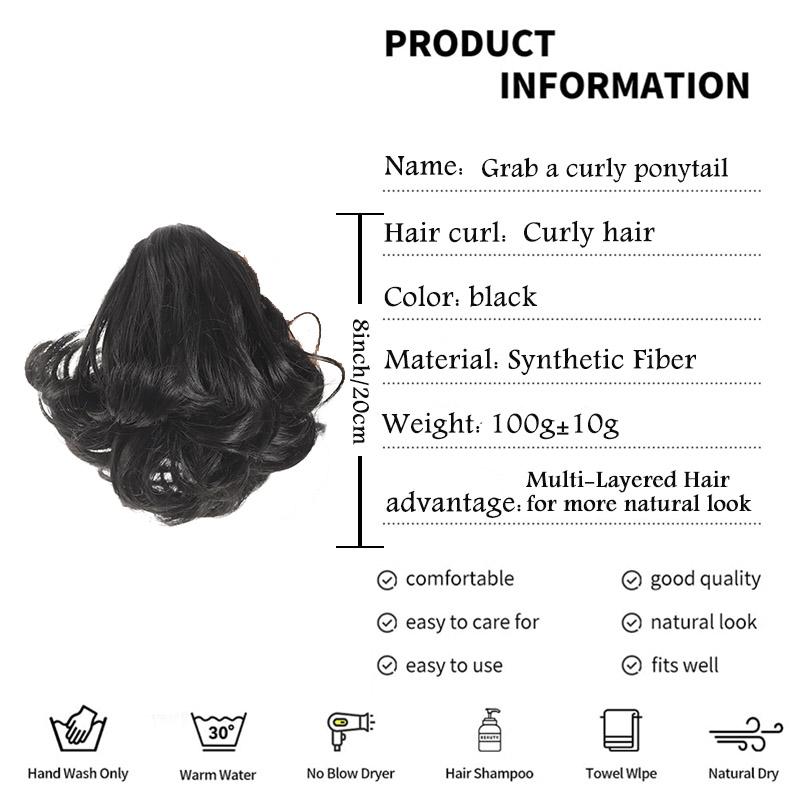 Syntetyczne przedłużanie włosów w koński ogon Krótki falisty koński ogon Kobieta klips z pazurami Kucyk Peruka Naturalna treska do włosów