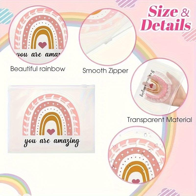 10pcs/20pcs Rainbow Makeup Zipper Pouches Durable EVA Plastic Unscented Reusable Cosmetic Storage Bags for Travel and Daily Use