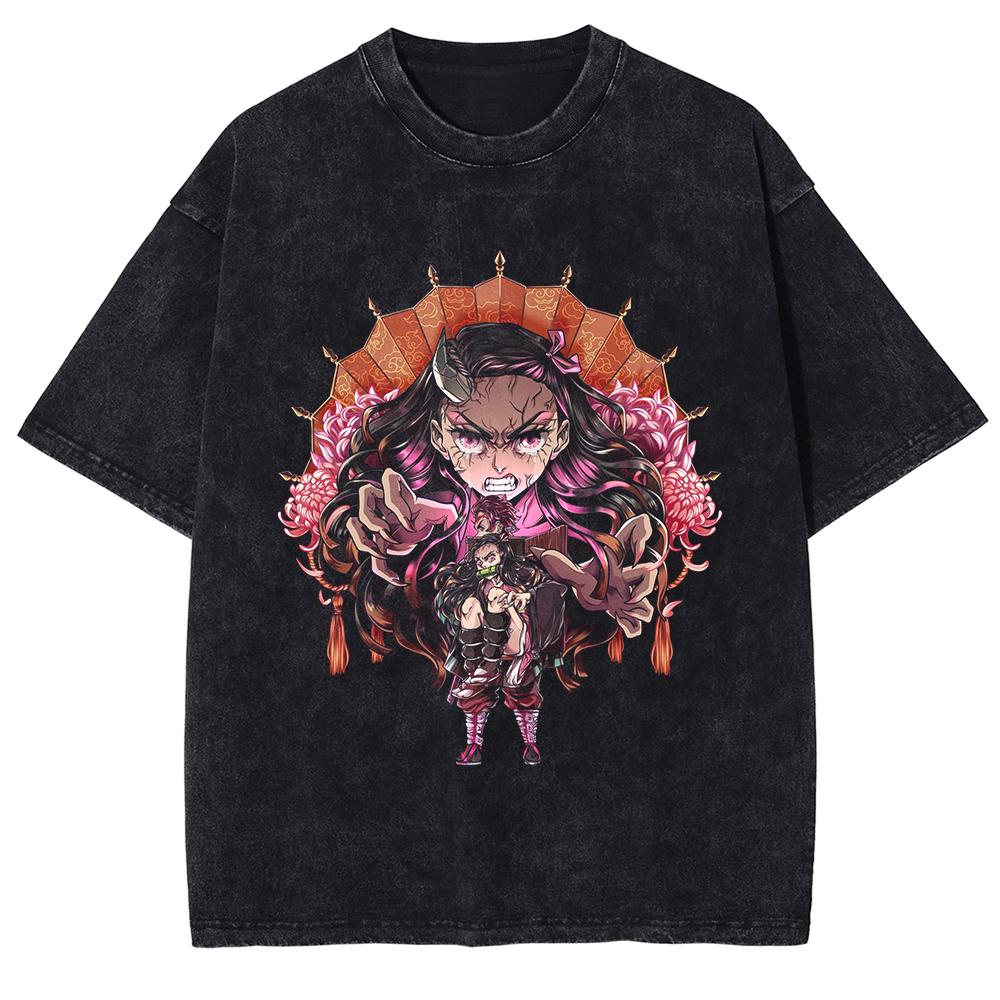 Kanroji Mitsuri Kawaii Graphic T-shirt Anime Demon Slayer Tshirt Men Women Washed T Shirts Harajuku Male Manga Cotton Tops