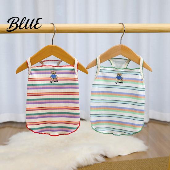 Lightweight Dog Clothes Colorful Striped Pet T-Shirt Sleeveless Thin Straps Breathable Skin-Friendly Tank
