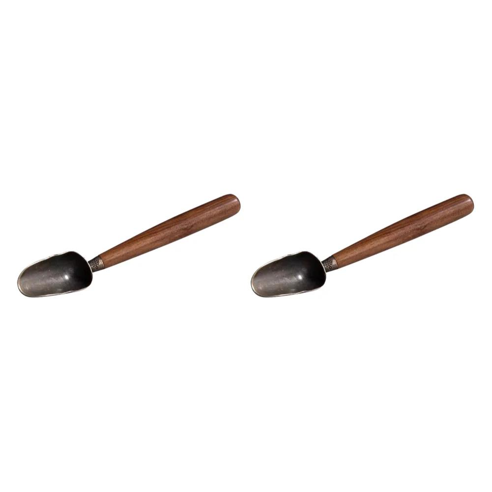 Retro Tea Scoop Long Handle Loose Leaf Tea Scoop Multifunction Creative Tea Shovel Vintage Ebony Teaspoon Tea Accessories