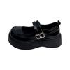 Schwarze College-Stil Muffin-Plateau kleine Lederschuhe Damen 2025 Frühling und Herbst neue höhenerhöhende Mary Jane Schuhe einzelne Schuhe