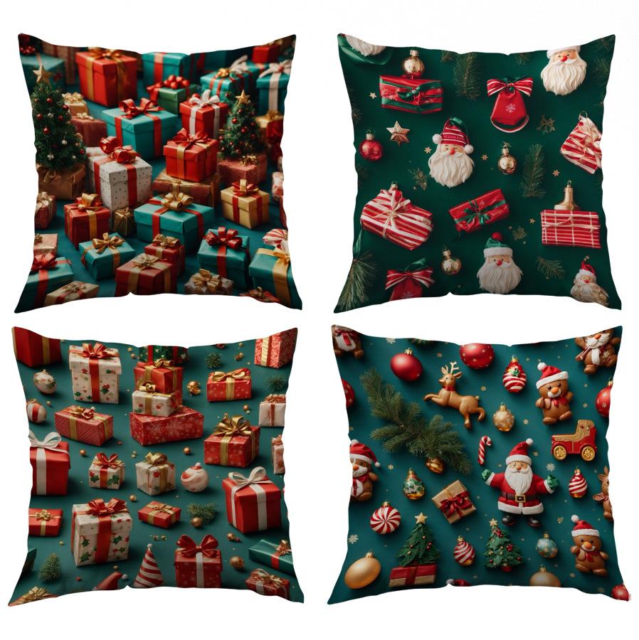 Christmas Pillow Cover Holiday Decoration Realistic Sofa Cushion Cover Bedroom Pillow