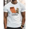 Funny Cat Brick Throwing T-shirt, T-shirt, Cat Gift, Strange T-shirt, Men's Top, Gift T-shirt, Summer