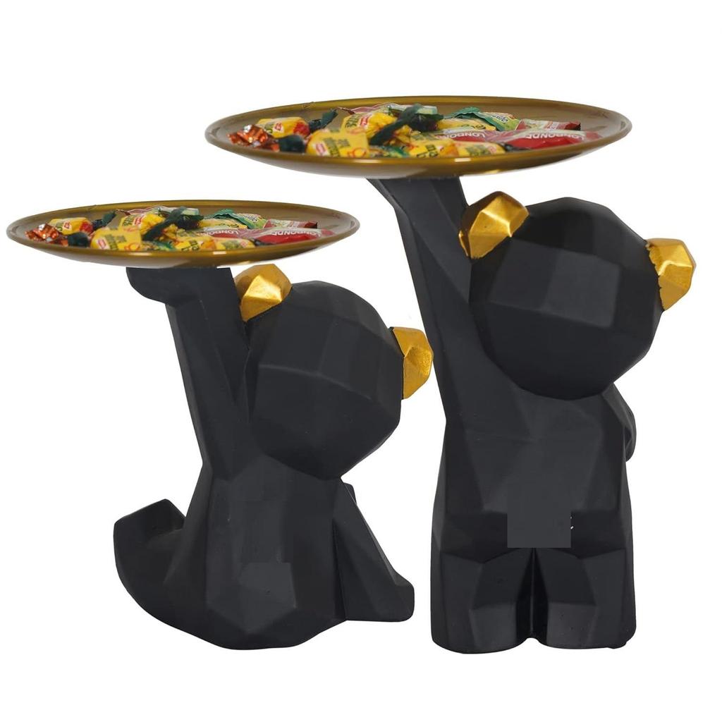Cool Dog Showpiece for Home Decor Showpiece, Dog Platter Showpiece for Home Decorative Showpiece (Black, Combo Set of 2)