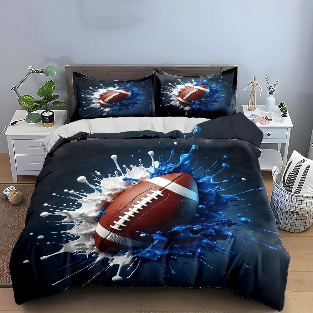 Sports-Themed Splashes Football Gear  kid's and adults' bedroom decor, Exquisite three-piece bedding set gift