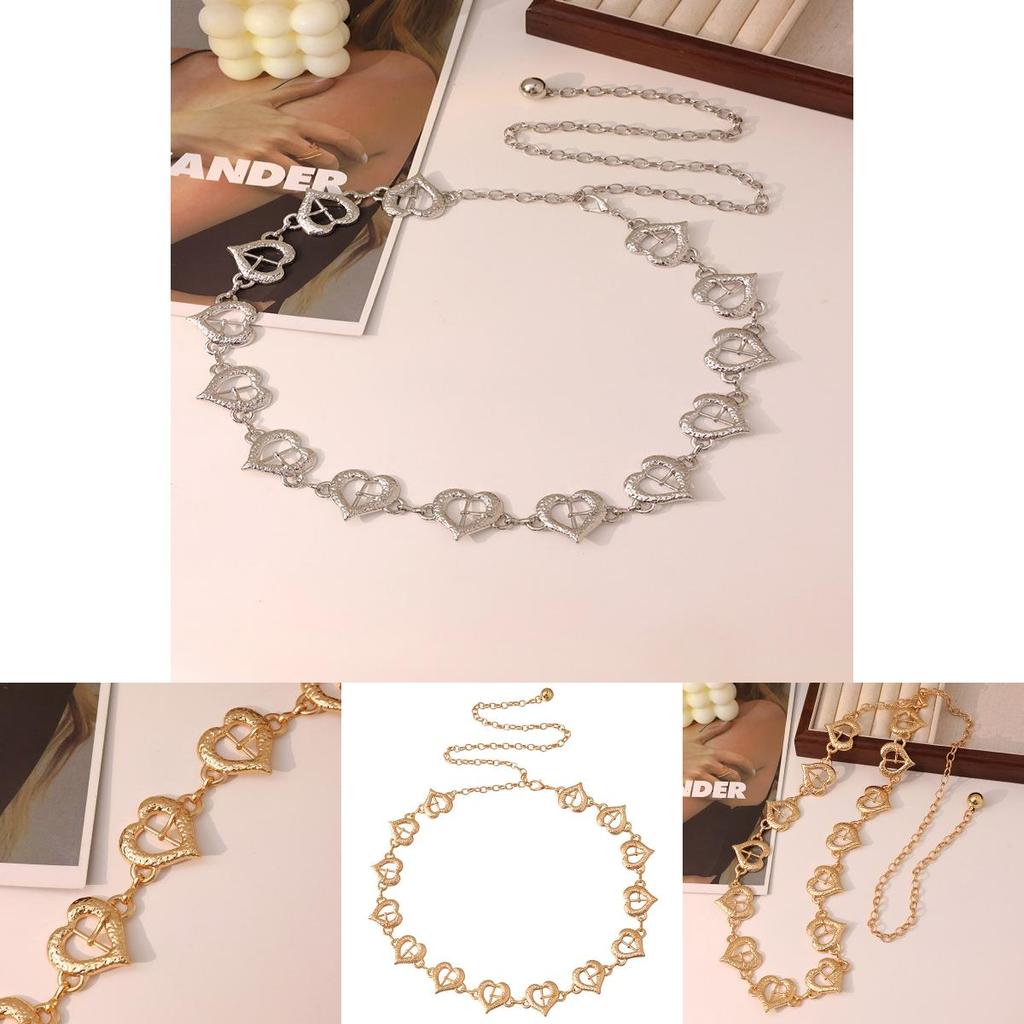 Heart Shaped Metal Waist Chain With Engraved Design For Adult Women Unique Jewelry Gift