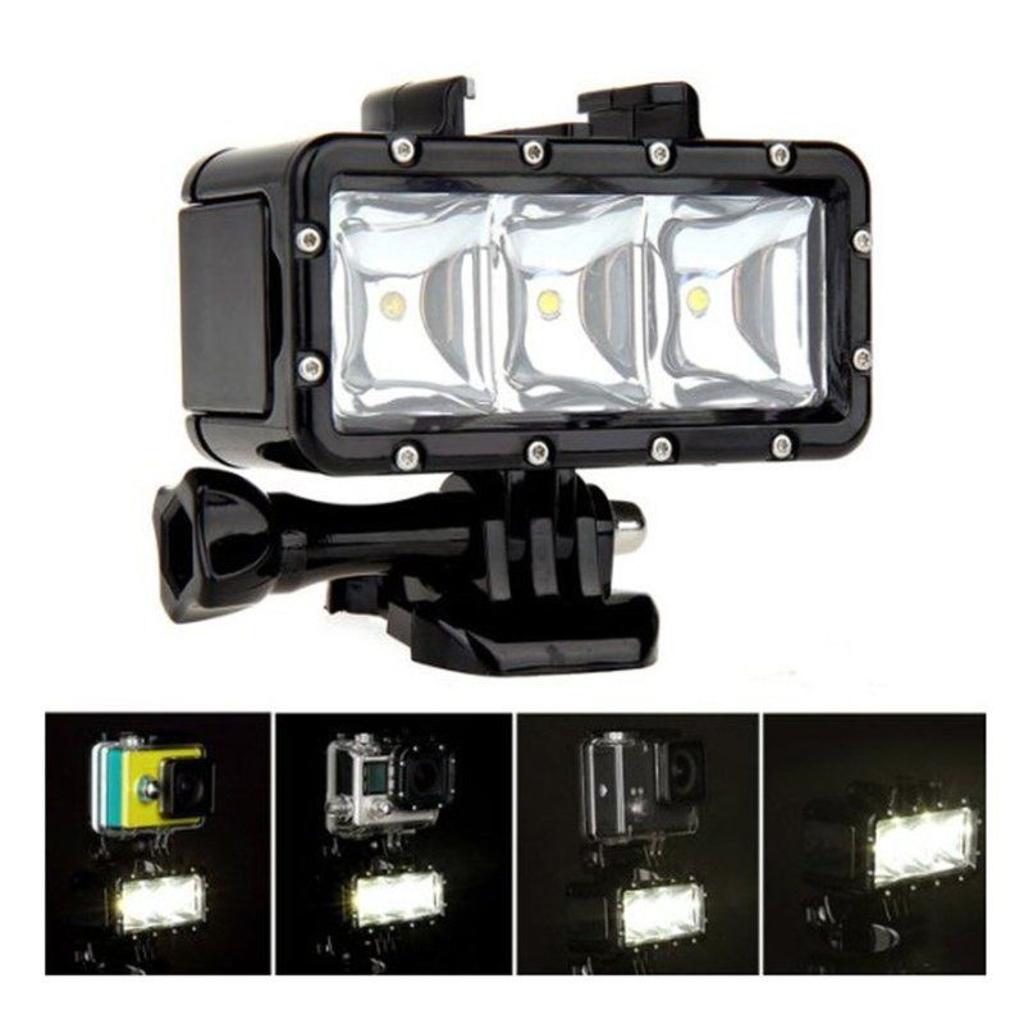 Underwater Waterproof Case Diving Spot Light LED Mount For GoPro Hero 5 4 3+ 3 SJ4000 For Xiaomi Yi Camera 3 Lighting Modes 3LED