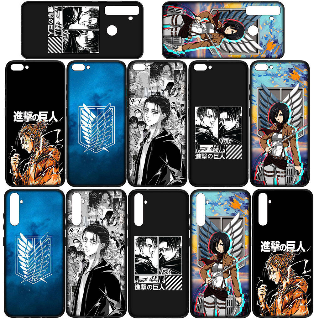 For Samsung Galaxy S25 S24 S23 S22 Ultra FE A37 A57 A56 A55 A06 A16 A15 A36 A26 A35 A05 A25 A54 A34 Phone Case Lovely Attack On Titan Eren Jaeger Levi