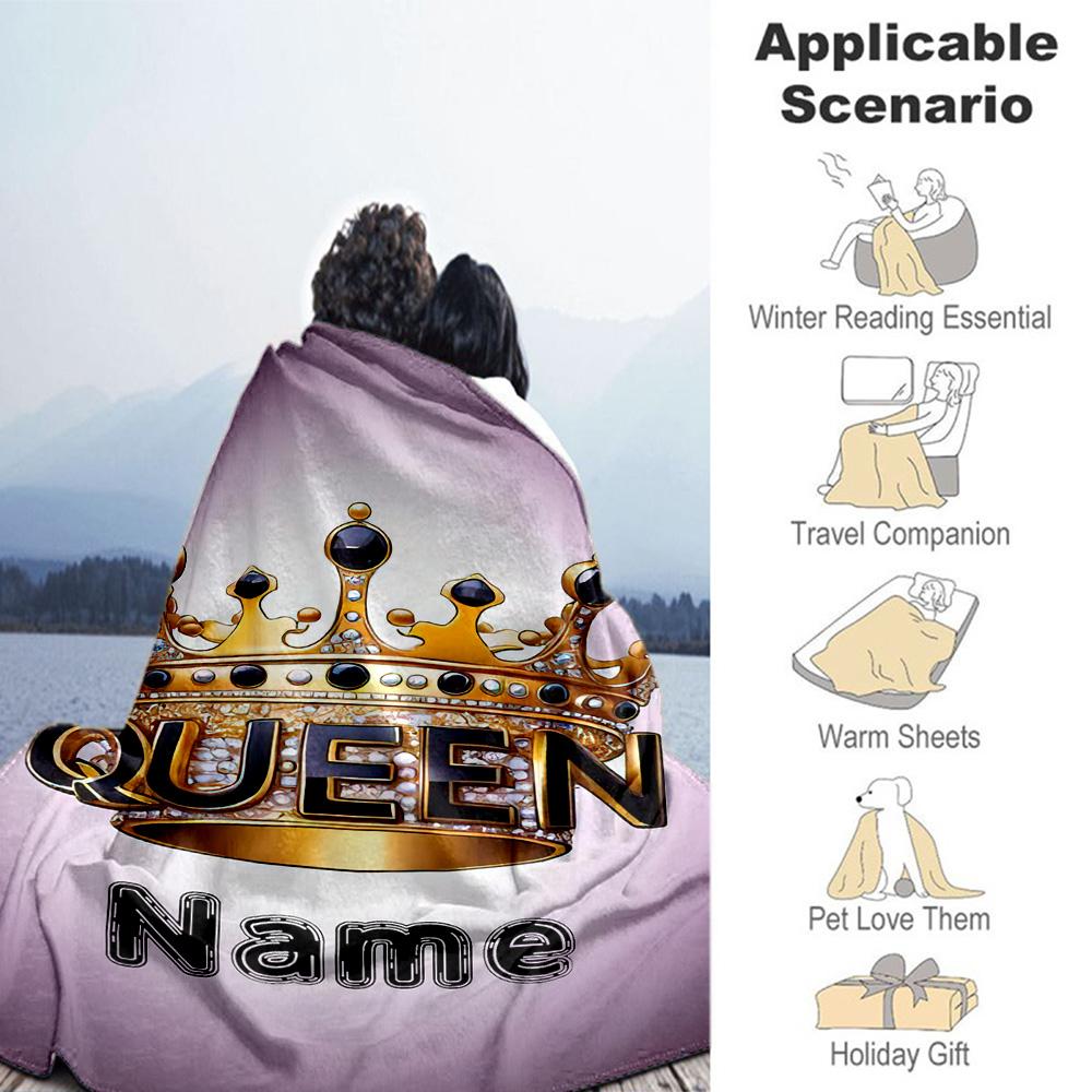 Queen Personalized Name Blanket Multi-purpose Customizable Blanket Comfortable for Sofa Office Chair Bedding Office Four Seasons Multipurpose