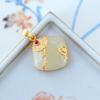 Original Ancient Gold Craft Inlaid Natural Hetian Jade Geometric Necklace Pendant Chinese Style Elegant Ladies  Jewelry