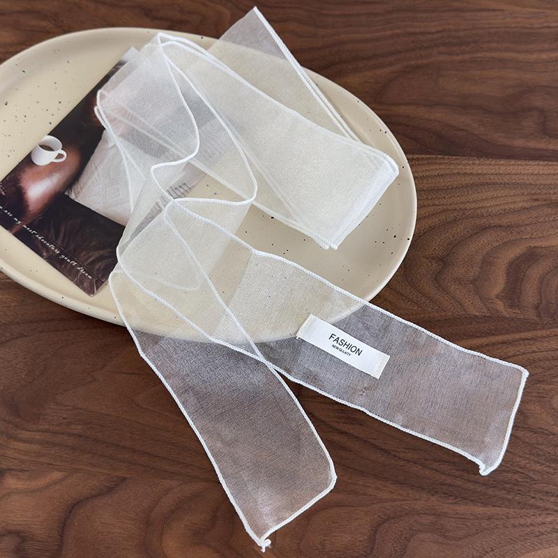 Frühling Sommer Transparentes Langes Band-Haarband Für Damen Mädchen Mode Schmale Ausgabe Garnschal Einkaufen Fotografieren Schal Geschenke