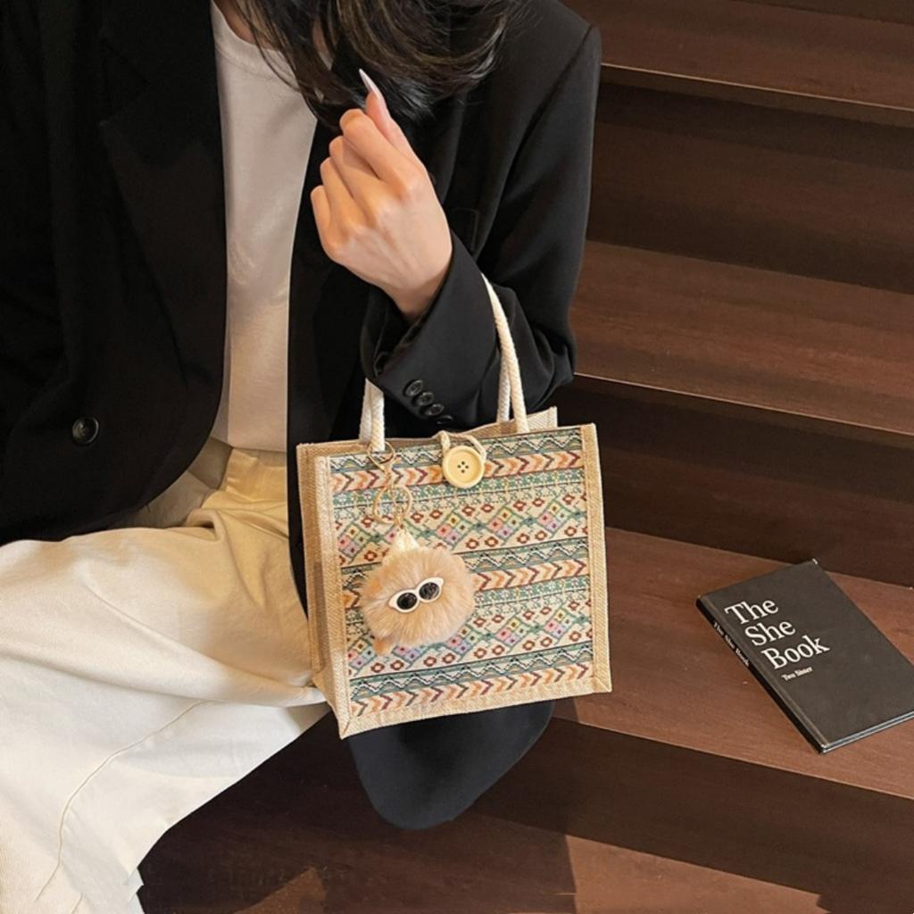 Food Bento Bag Wear-Resistant Portable Shopping Bag Printed Canvas Bag Comfortable For Shopping Commuting Gifting
