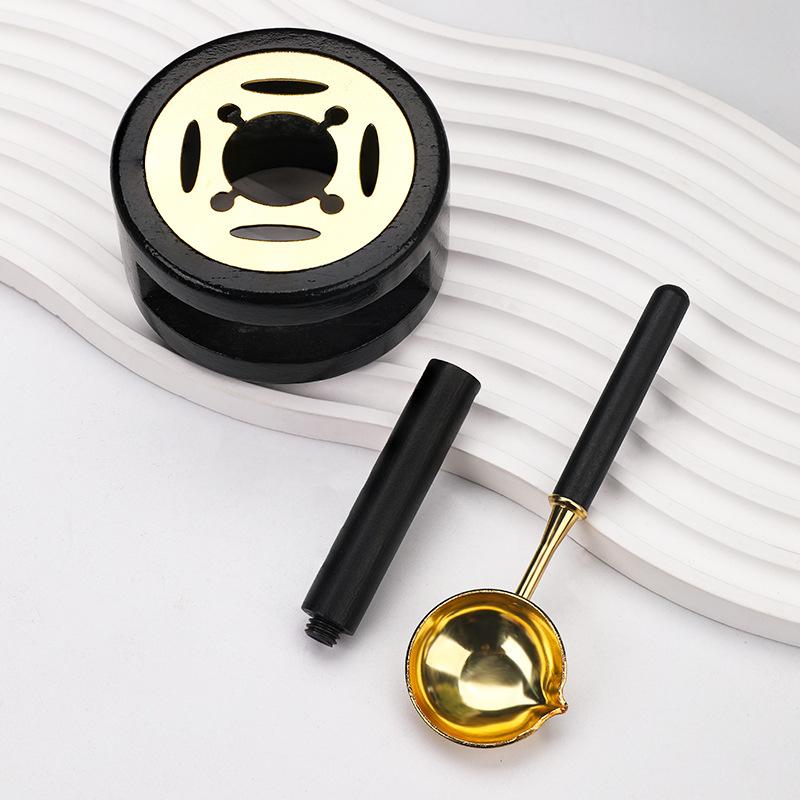 3PCS/Pack Wax Sealing Kit Melting Furnace Tool Wax Seal Warmer, Wax Seal Stamp Set with Wax Melting Spoon for Melting Wax Seal