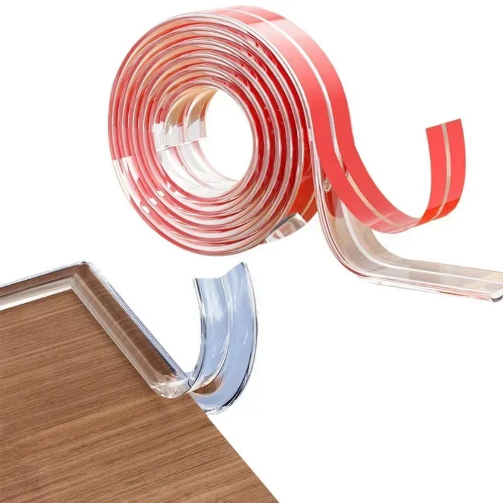 

Transparent PVC Protection Strip with Double-Sided Tape Anti-Bumb Safety Table Edge Furniture Guard Corner L Protectors 1cm&1M