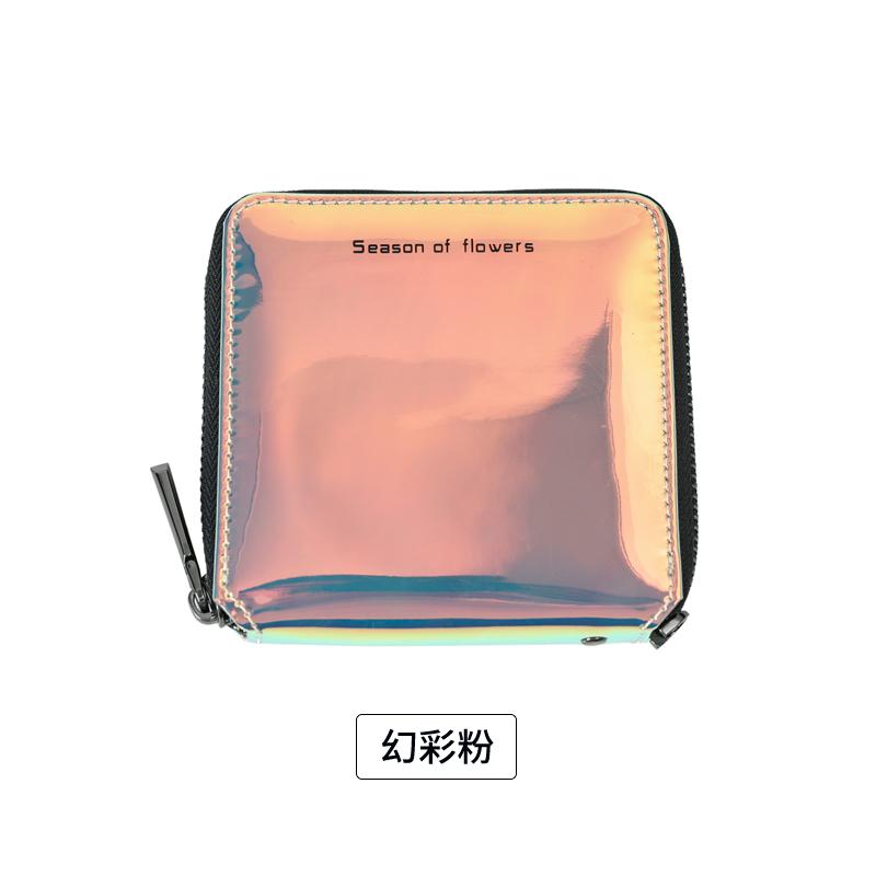 Fashionable Laser Colored Women's Short Wallet PU Leather Large Capacity Multi Card Slot ID Card Holder Long Wallet Coin Purse