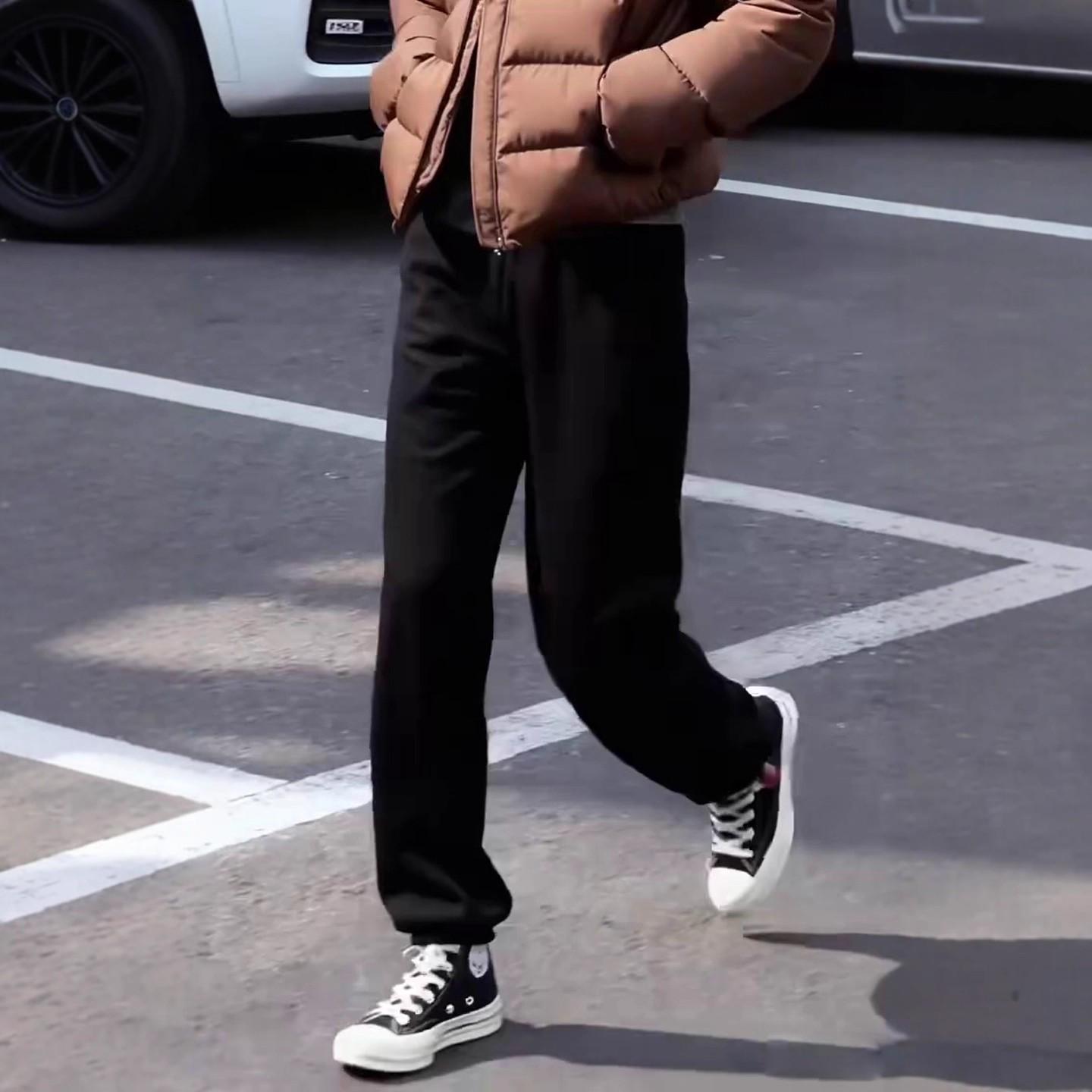 

Women s Winter Sports Joggers 2025: Warm Thick Grey Elastic Waist Casual Pants L for 110-119 jin