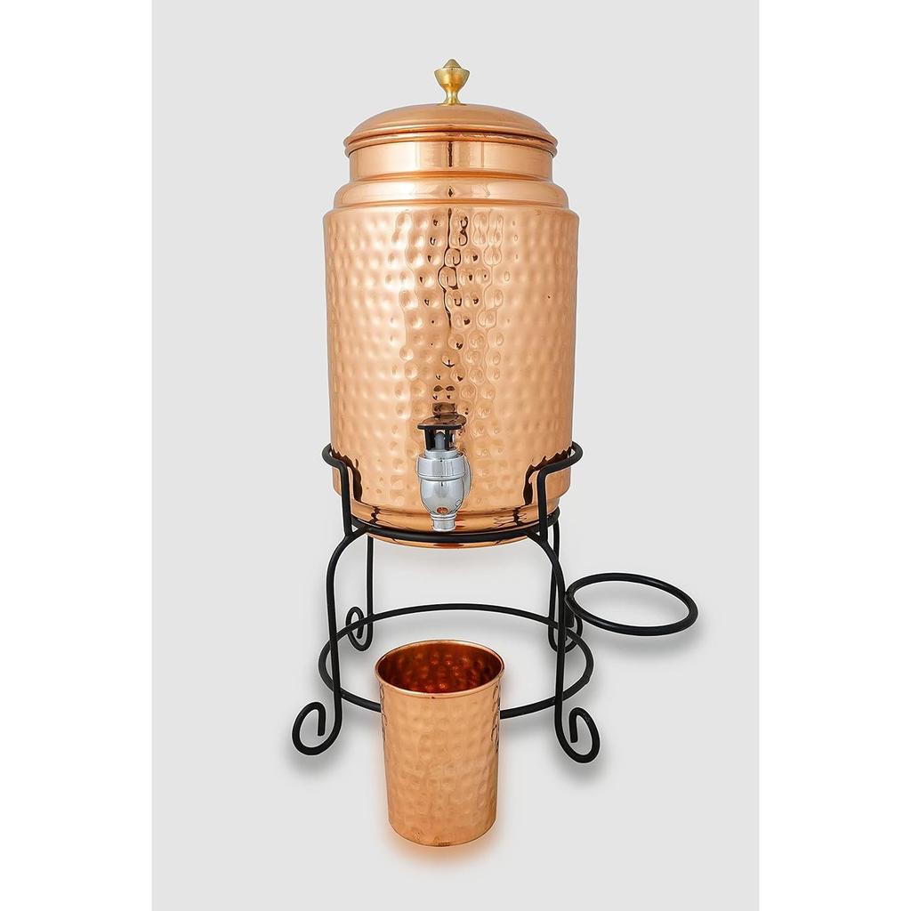 Měděná láhev na vodu, 1000 ml, sada 1 ks, zelený potisk (5 litrová nádoba)