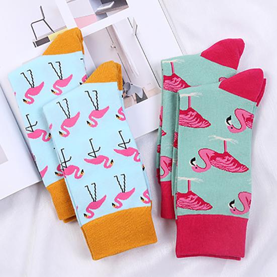 Winter Funny Animal Printed Flamingo Men Sock Elastic Cotton Casual Adult Sock