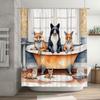 Whimsical Bathroom Decor: Foxes Bathing in Luxury 3D Printed Shower Curtain for Home Decoration White Orange Colorful Animal Pri
