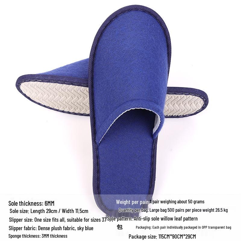 Portable Thick Cotton & Linen Disposable Slippers for Hotels, B&Bs, Guest Houses, and Travel