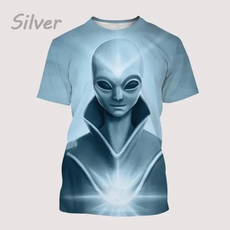 Mode Herrkläder Ny Rolig Alien 3D-tryck T-shirt Personlighet Hip-hop Street Unisex Oversized T-shirt Harajuku Toppar T-shirts