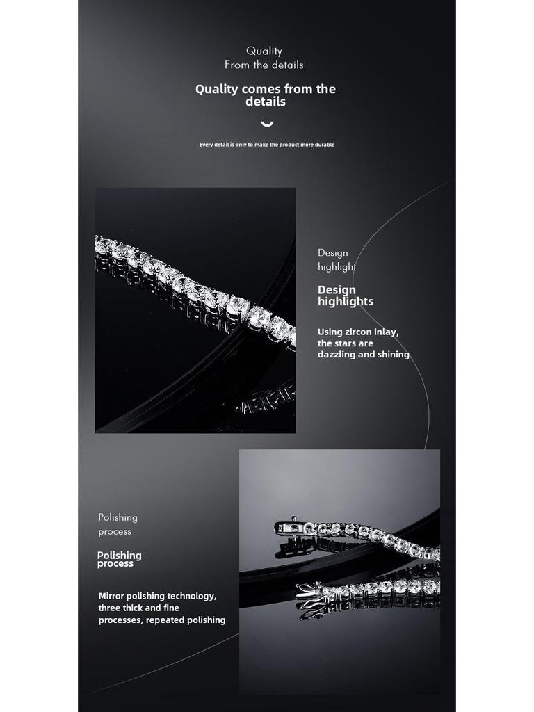 Tennisarmband aus S925er Sterlingsilber mit Zirkonia, 2–7 mm Hip-Hop-Stil, modischer Silberschmuck-Trend