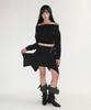 Crank Rollover Snap Flare Skirt_Black