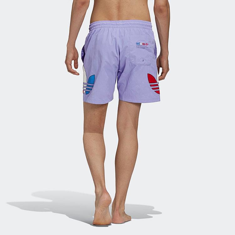 Adidas Originals Trefoil Tricolor Logo Swim Shorts Men Swim Shorts Light-Purple GN3569