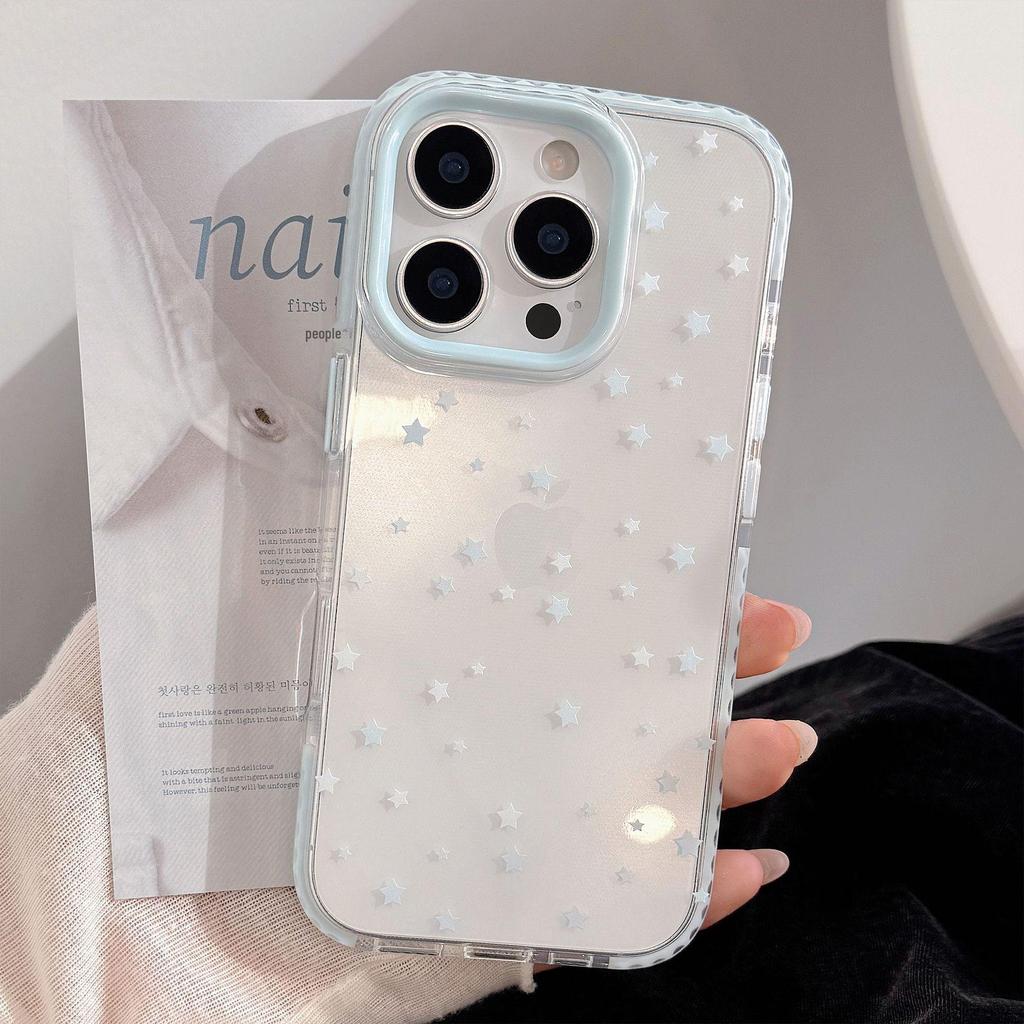 Starry Dots Transparent Drop-Proof Phone Case for iPhone 15 Pro/16 Pro Max