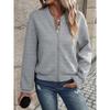 Women S Casual Zip Up Jacket Long Sleeve Loose Fit Geometric Pattern
