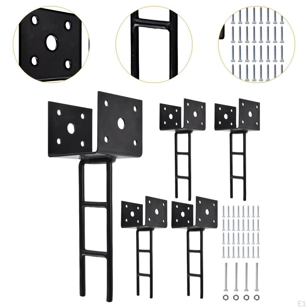 4 Pieces U Shape Post Anchor Heavy Duty Base for Mailboxes Concrete Wood Fence