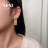 European and American Trendy Irregular Rectangle Dangle Earrings - Women's Stainless Steel Studs with Personality Design