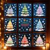 Static Cling Window Decals 9Pcs Macaron Christmas Tree Clings, Snowflake Gift Glass Stickers, Reusable for Shop Home Holiday Decoration Atmosphere