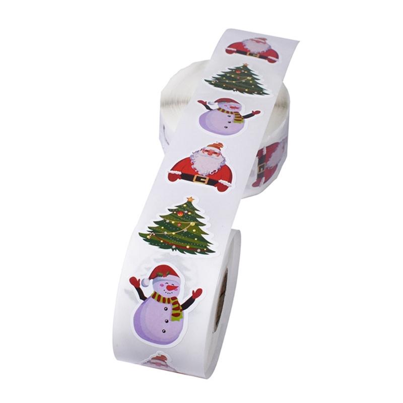 500 Stück Frohe Weihnachten Aufkleber Weihnachtsmann Schneemann Baum Geschenkverpackung Siegelaufkleber Süßigkeitentüte Schachtelverschluss Etiketten Dekoration